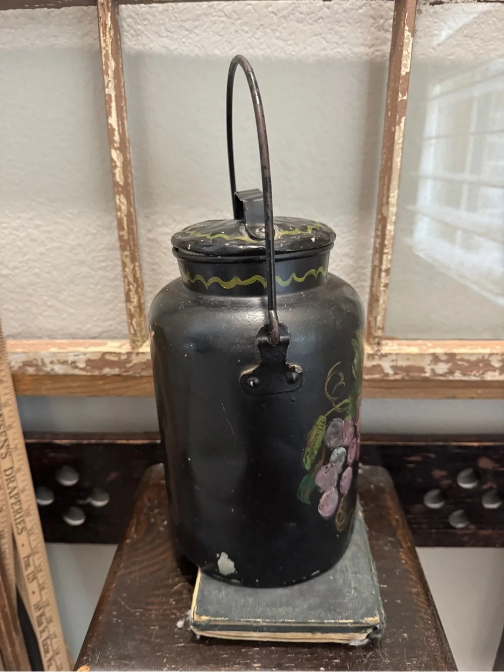 Vintage Tin Milk Can Hand-painted Tole